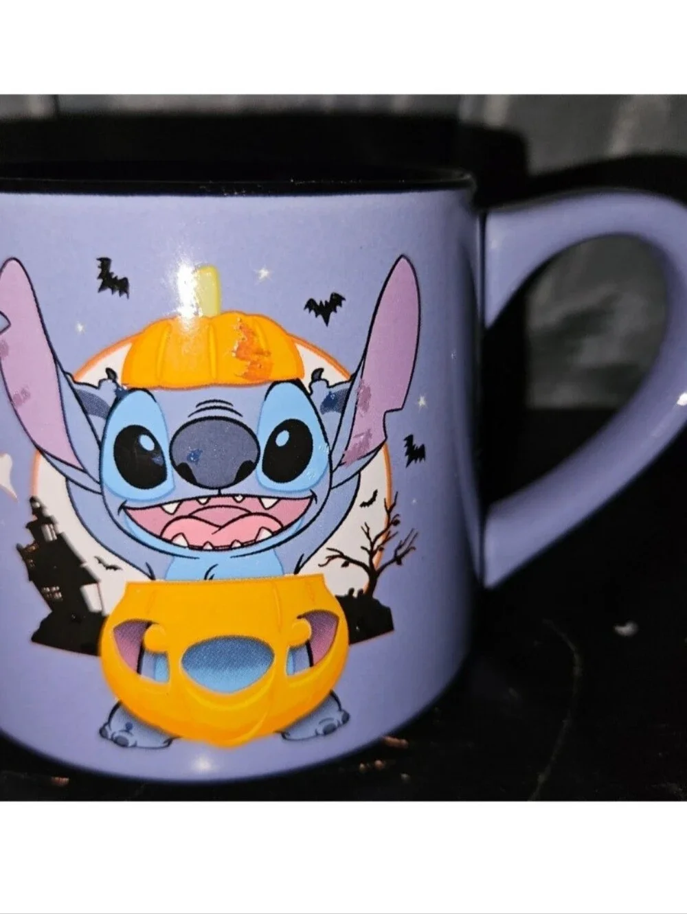 Unique Halloween Stitch Coffee Mug Wide Bottom Disney 14 oz Cup Collectible